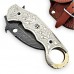 Damascus handmade folding knife beautiful structure with free leather sheath